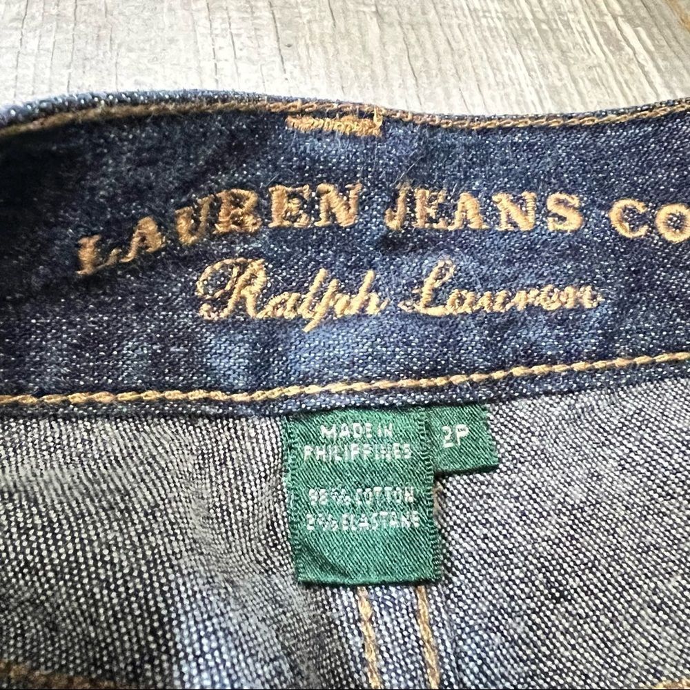 Vtg 90s Ralph Lauren High Rise Rigid Denim Creased Straight Leg Jean Leather 2 P - Picture 7 of 7